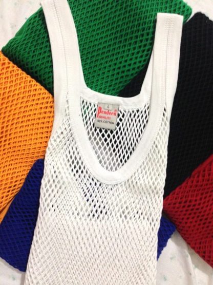 ORIGINAL PENDEEN ENGLISH STRING VEST, MESH MARINA, FISHNET TANK TOP 100% COTTON